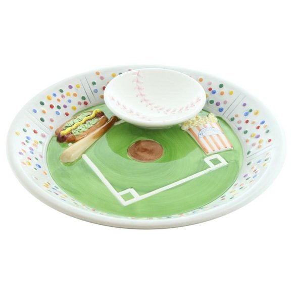 Baseball Chip & Dip Glass bowl - Picture 1 of 2